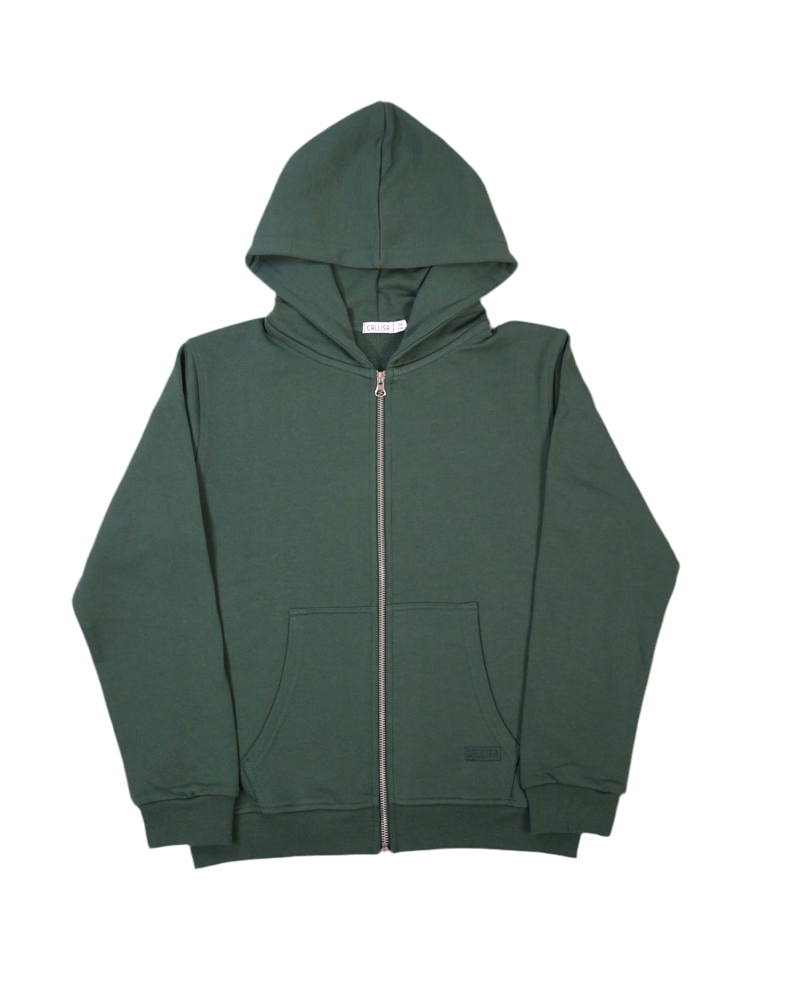 Dunkel Grüner Zip-Hoodie für Kinder
