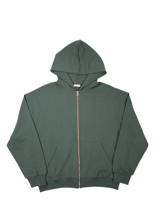 Dunkel Grüner Zip Hoodie