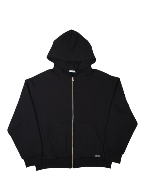 Schwarzer Zip Hoodie