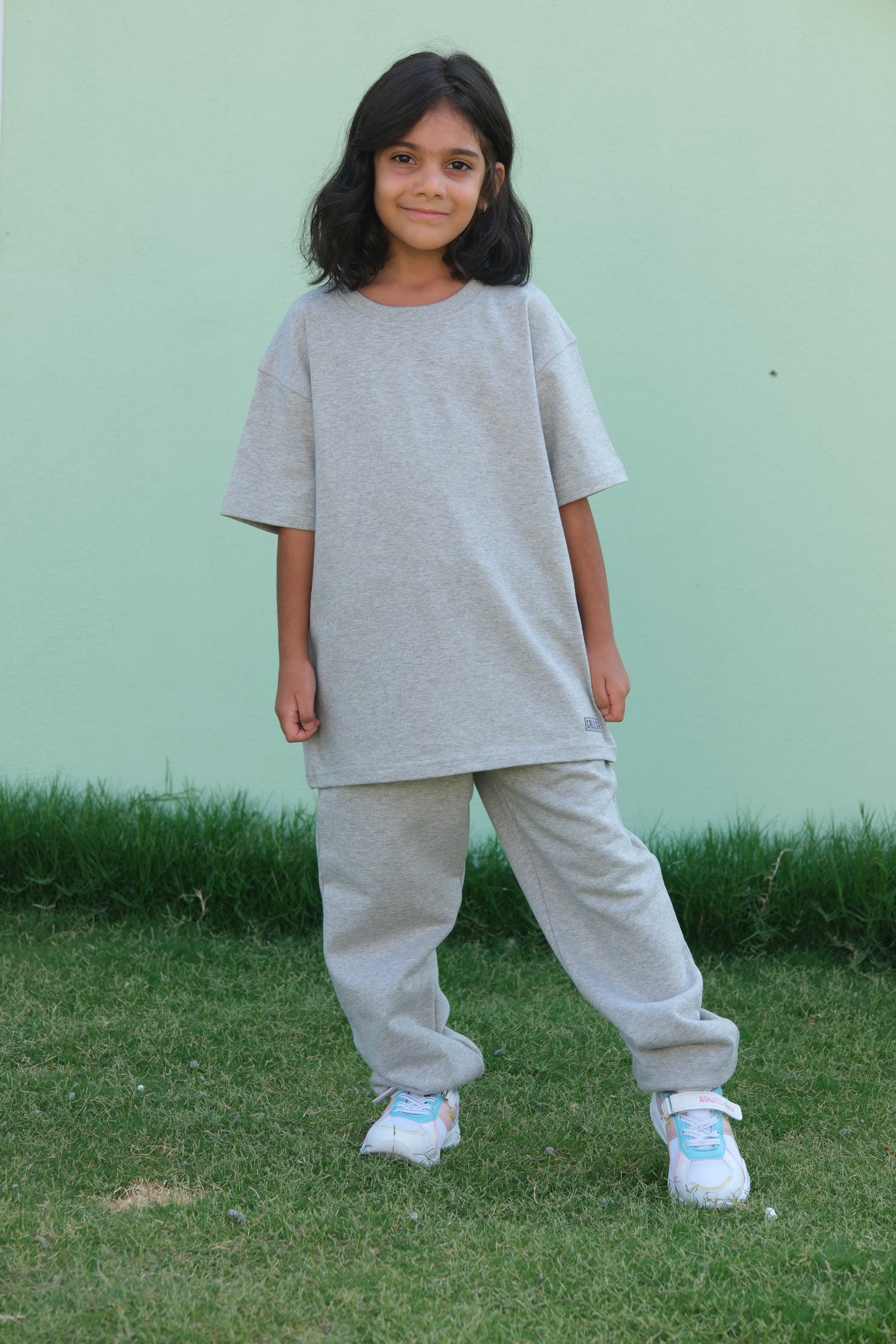 Grau Melanges T-Shirt für Kinder