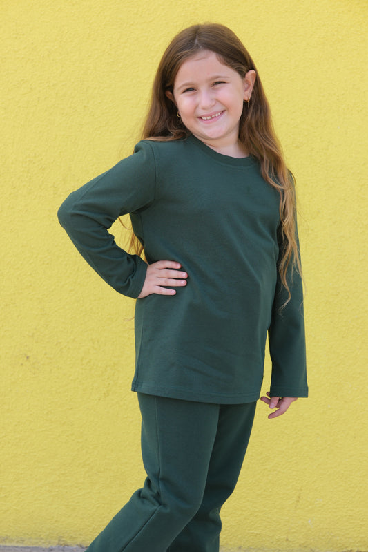 Dunkel Grünes Langarmshirt für Kinder