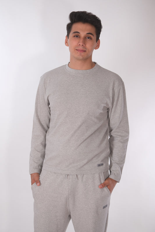 Grau Melanges Langarmshirt