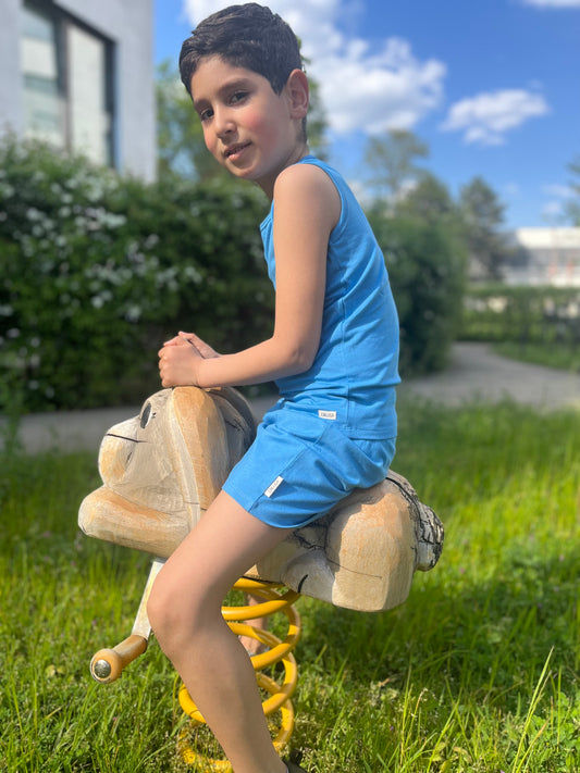 Himmelblaues Ärmelloses T-Shirt für Kinder